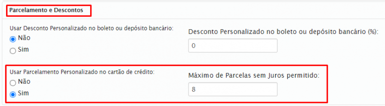 Como configurar um parcelamento sem juros personalizado para um produto ...